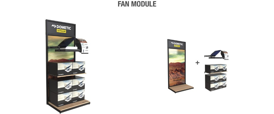 Dometic toilet module with frosted graphic and rotating staggered base