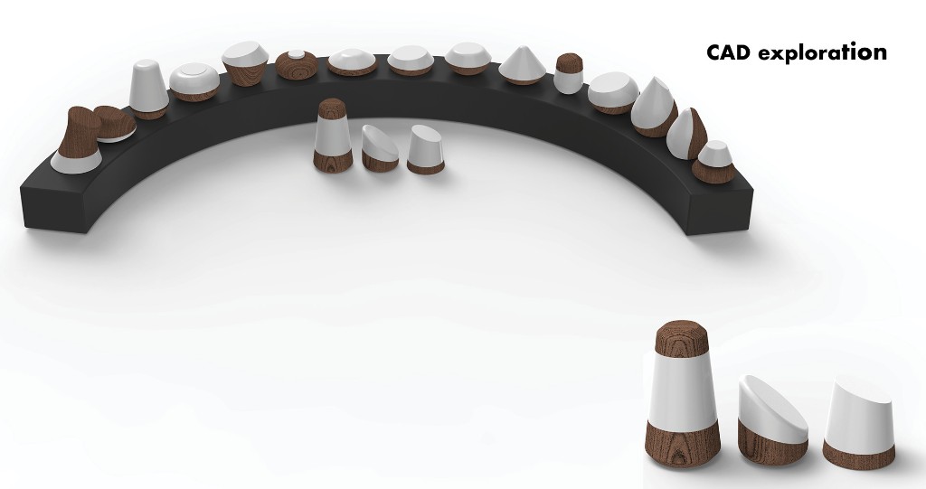 CAD exploration of Salina shaker form variations in wood and white