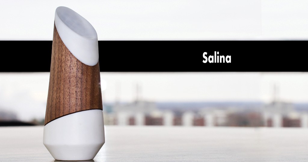 Salina salt shaker in walnut and white