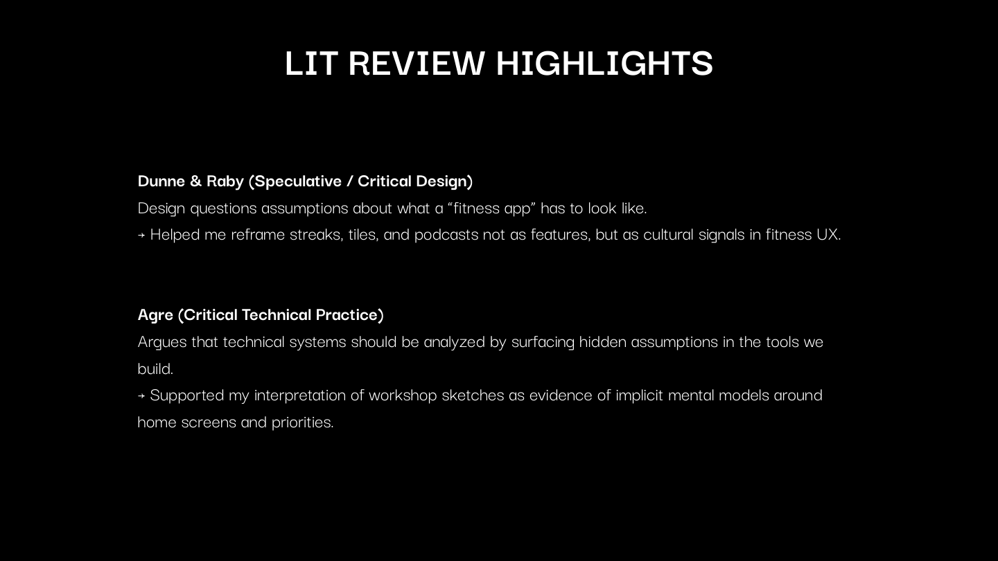 Literature review highlights from Dunne and Raby and Agre