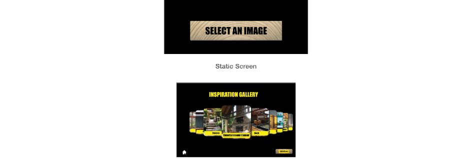 Inspiration gallery carousel with image selection on the static screen
