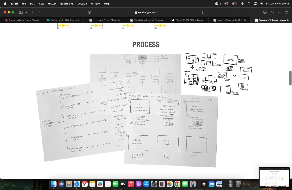 Hand-drawn sketches and wireframes for the YellaWood interactive experience