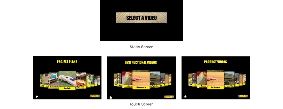 Video carousels for project plans, instructional videos, and product videos